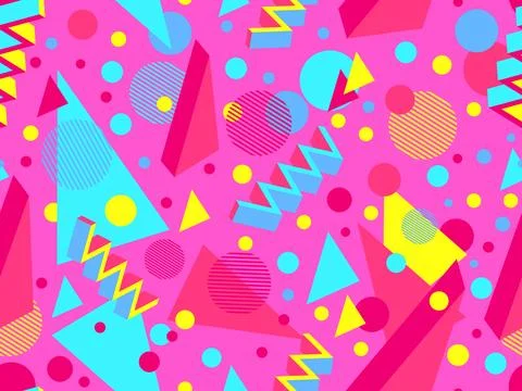 3d geometric seamless pattern in style of the 80s. 3d isometric triangles, .. Illustrazione stock