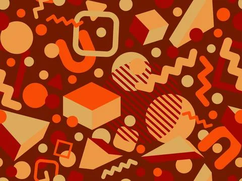 3d geometric seamless pattern in style of the 80s. 3d isometric triangles, .. Illustrazione stock