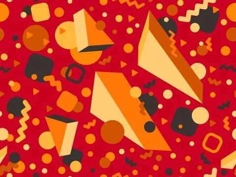 3d geometric seamless pattern in style of the 80s. 3d isometric triangles, .. Illustrazione stock