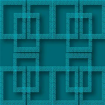 3d geometric seamless pattern. Vector ornamental greek background. Surface re 스톡 일러스트