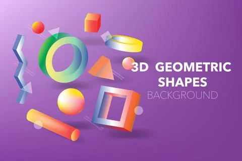 3D Geometric Shapes background Stock Illustration