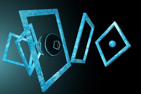 3D geometric shapes composed of frames and spheres in a chaotic manner Stock Illustration