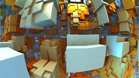 3D geometric shapes from cubes, 3D illustration イラスト素材
