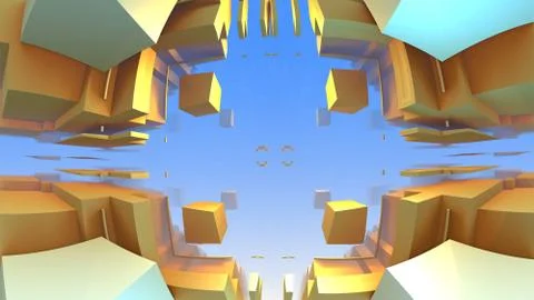 3D geometric shapes from cubes, 3D illustration イラスト素材