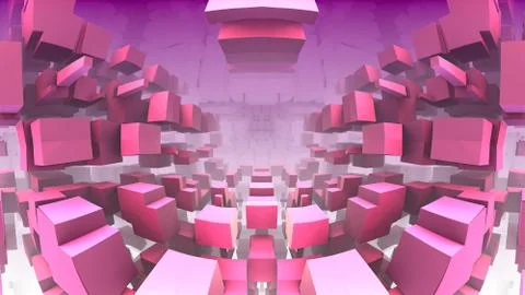 3D geometric shapes floating in space, 3D Labyrinth or Maze Stock Illustration
