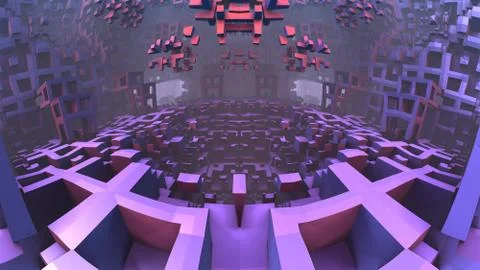 3D geometric shapes floating in space, 3D Labyrinth or Maze イラスト素材
