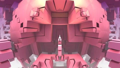 3D geometric shapes floating in space, 3D Labyrinth or Maze Illustrazione stock