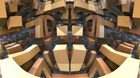 3D geometric shapes floating in space, 3D Labyrinth or Maze Stock Illustration