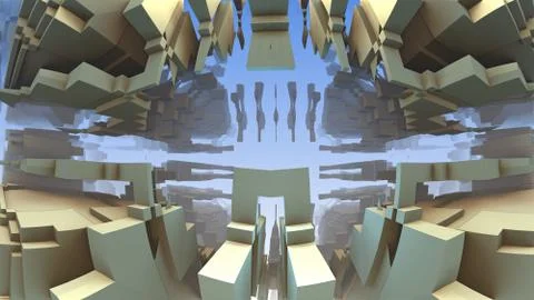 3D geometric shapes floating in space, 3D Labyrinth or Maze 스톡 일러스트