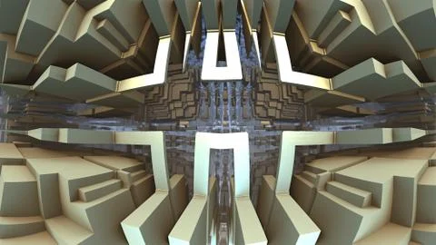 3D geometric shapes floating in space, 3D Labyrinth or Maze 스톡 일러스트