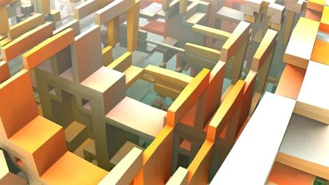 3D geometric shapes floating in space, 3D Labyrinth or Maze 스톡 일러스트