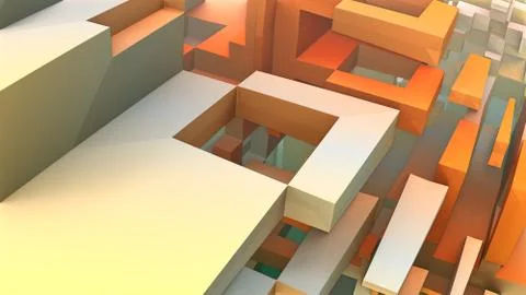3D geometric shapes floating in space, 3D Labyrinth or Maze Stock Illustration