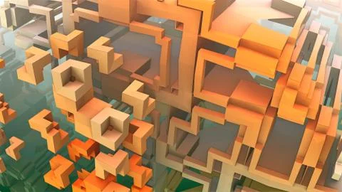 3D geometric shapes floating in space, 3D Labyrinth or Maze イラスト素材