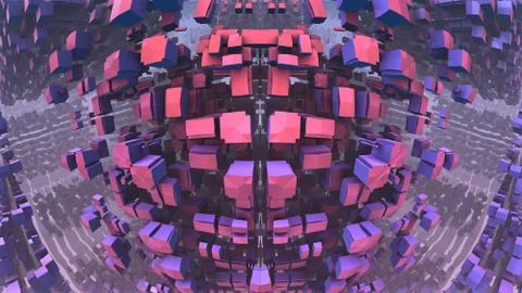 3D geometric shapes floating in space, 3D Labyrinth or Maze Stock Illustration