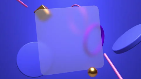 3D geometric shapes with glassmorphism square rounded in the center Stock-Footage 249286368