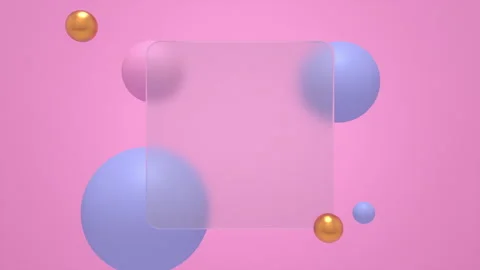 3D geometric shapes with glassmorphism square rounded in the center Video stock 249558199