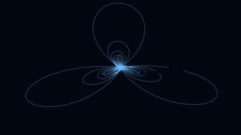 3D geometric shapes with light lines on dark background Stock Footage 337389614