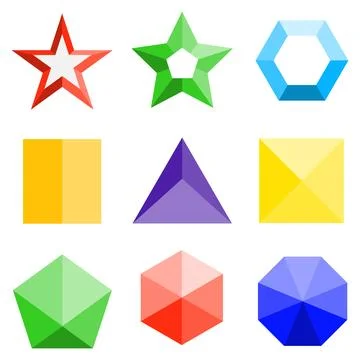 3D geometric shapes. A set of three-dimensional colored geometric shapes Illustrazione stock