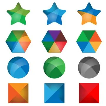 3d geometric shapes vector Stock Illustration