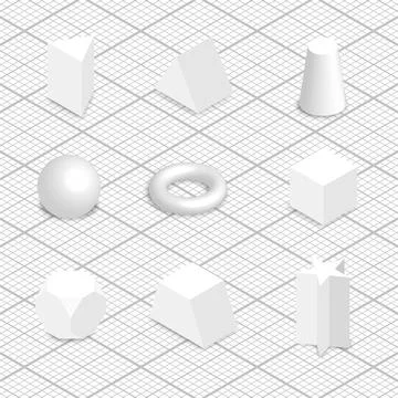 3D geometric shapes, vector illustration. 스톡 일러스트