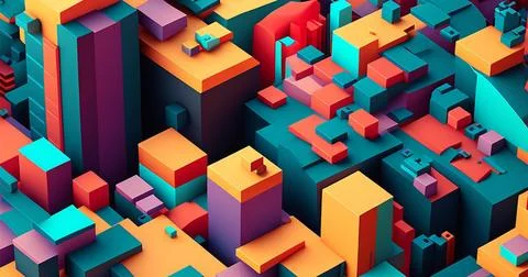 3d geometric texture background. Random colorful mosaic. hyper detailed Stock Illustration