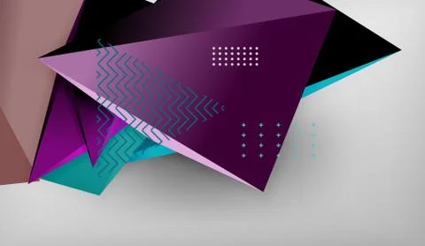 3d geometric triangular shapes abstract background, color triangles composition Illustrazione stock