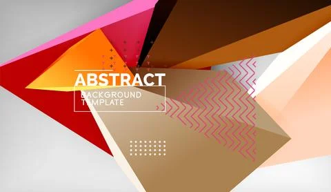 3d geometric triangular shapes abstract background, color triangles composition Stock Illustration