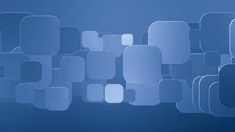 3d Geometric vibrant blue background with rounded squares moving horizontally Vidéo 221479972