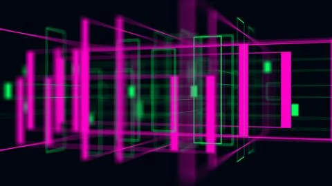 3D geometrical neon space background VJ loop Stock Illustration