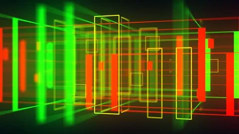 3D geometrical neon space background VJ loop Stock Illustration