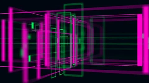  3D geometrical neon space background VJ loop Colorful pink and green 3D g... Stock Photos