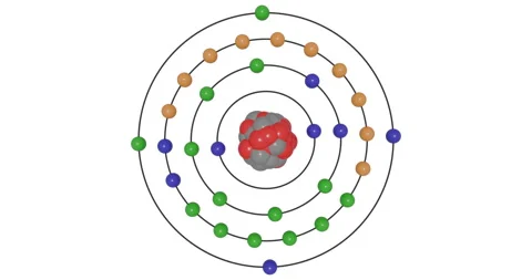 3D Germanium (Ge) Atom Bohr Model with Subshell Electron Orbits, Nucleus and Stock Footage 333216154