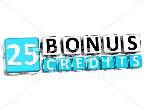 3d get 25 bonus credits block letters Stock Illustration