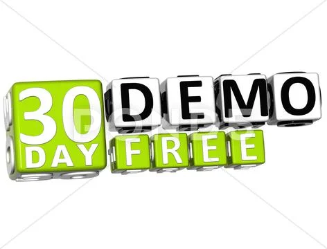 3d get 30 day demo free block letters Stock Illustration