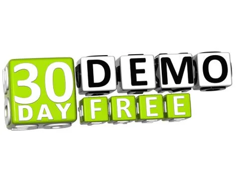 3d get 30 day demo free block letters Stock Illustration