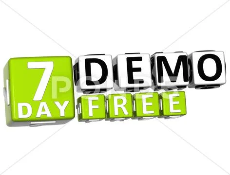 3d get 7 day demo free block letters Stock Illustration