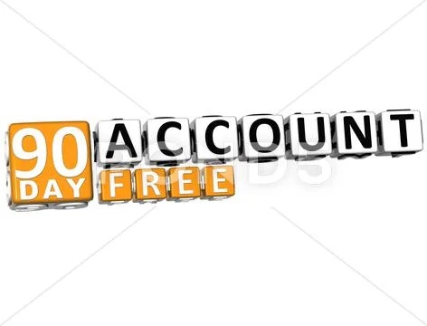 3d get 90 day account free block letters Stock Illustration