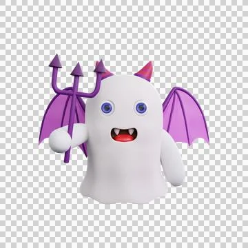 3D Ghost in a devil costume holding a trident halloween Foto stock