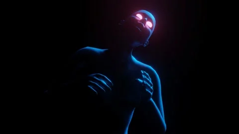 3D ghost with glowing eyes Stock Footage 242041854