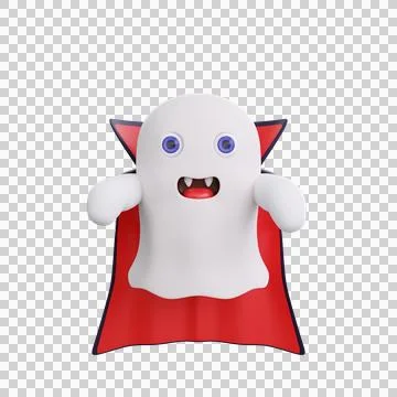 3D Ghost with vampire cape and scary pose halloween Stock Photos