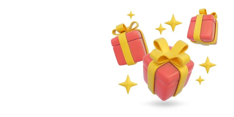 3d gift background. Present box package party, realistic giftbox for happy Stock Illustration