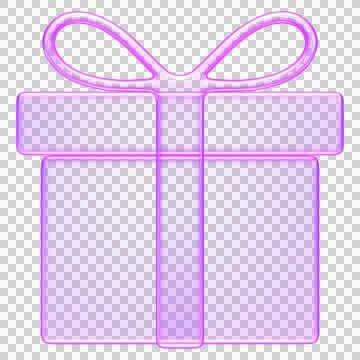 3D gift box icon in translucent purple glass style, symbolizing presents, g.. Stock Illustration