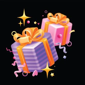 3D gift box icon, vector holiday present, online shopping sale gift Stock Illustration