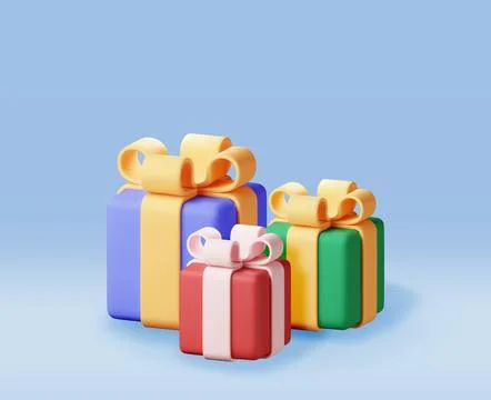 3D gift box pile isolated Stock Illustration