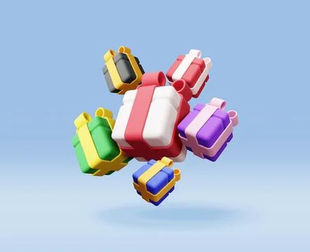 3D gift box pile isolated 스톡 일러스트