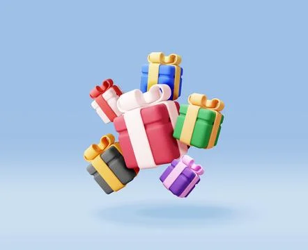 3D gift box pile isolated 스톡 일러스트