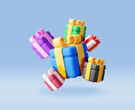 3D gift box pile isolated 스톡 일러스트