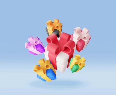 3D gift box pile isolated Illustrazione stock
