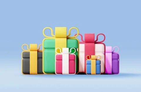 3D gift box pile isolated Illustrazione stock