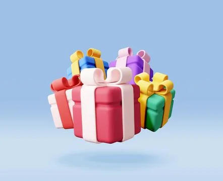 3D gift box pile isolated 스톡 일러스트